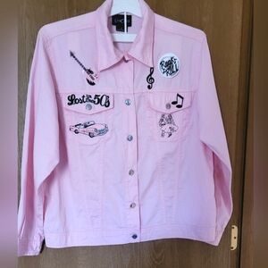 LAS OLAS 100% Cotton Pink  Embroidered Jacket Medium